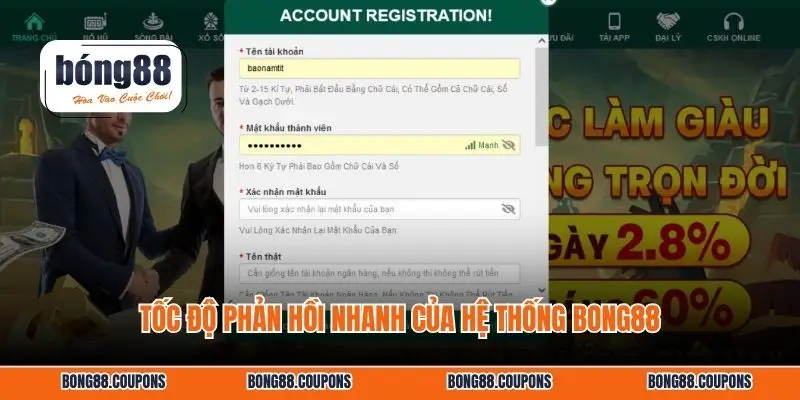 Tốc độ phản hồi nhanh của hệ thống BONG88